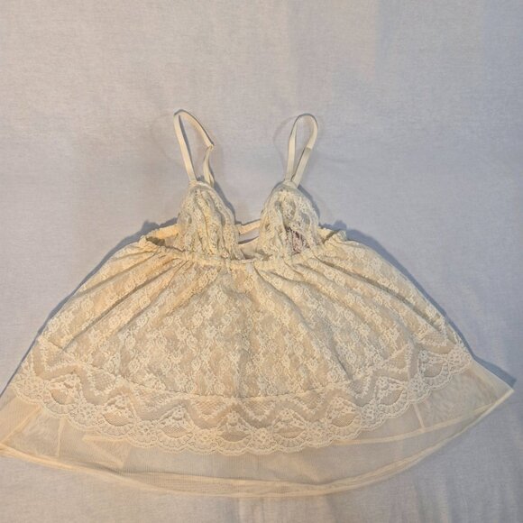 VICTORIA'S SECRET Y2K Fairy Lacy Sheer Ivory Babydoll Top Size M Never Worn! - Picture 8 of 16